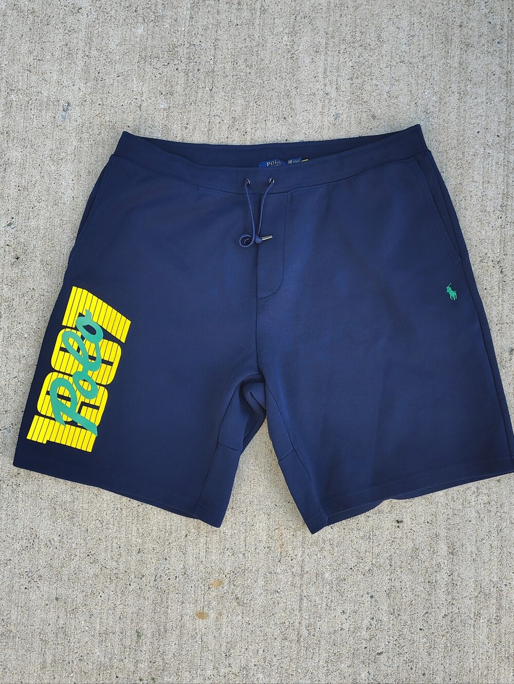 Polo Ralph Lauren Double Knit Embroidered Logo Spellout Sweat Shorts Sz 2XB